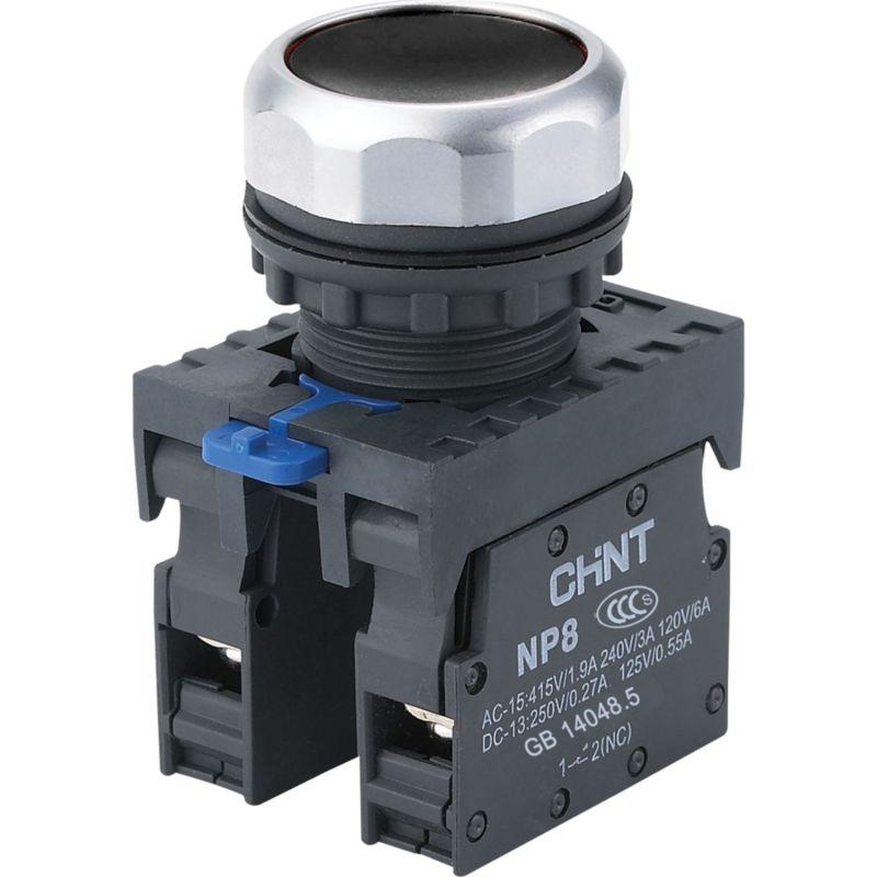 Кнопка управления NP8-11BN/2 без подсветки черн 1НО+1НЗ